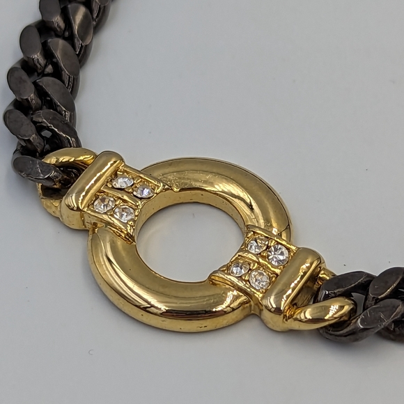 Liz Claiborne International Cuban links Two Tone Cubic Zirconia Bracelet - Picture 4 of 8